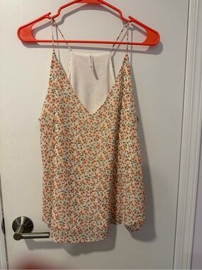 DNA couture Cream Cami with Orange Floral Print - NWOT
